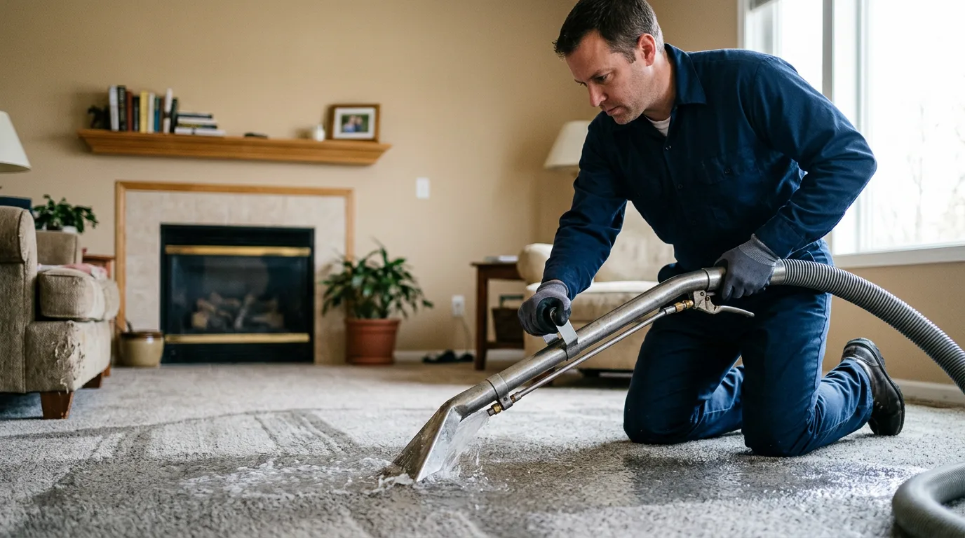 Water damage restoration technician working near Hazel Green, AL